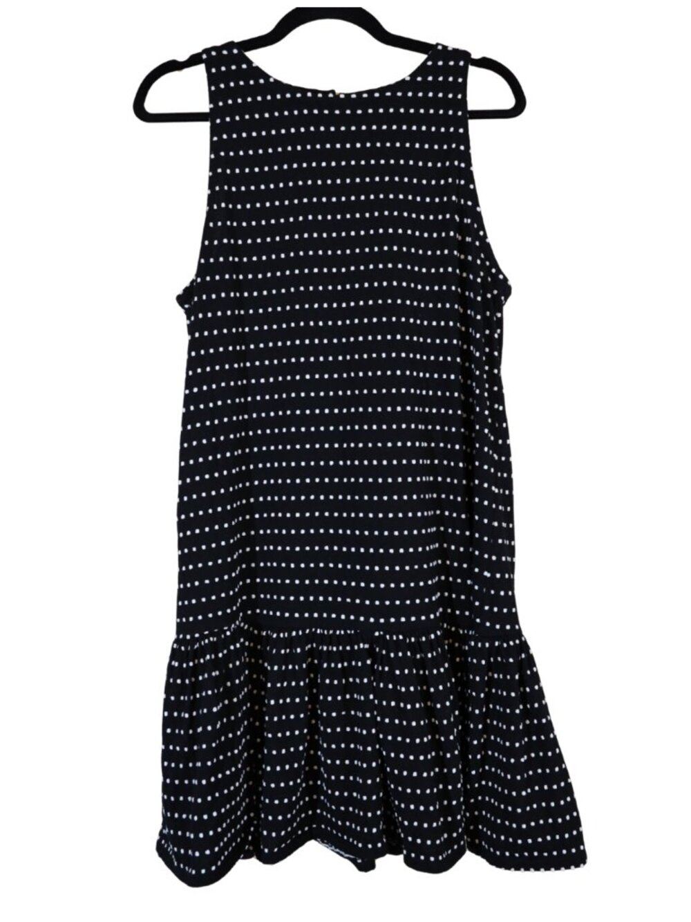 LOFT Black Dotted Flounce Swing Dress Size Medium Like New Sleeveless